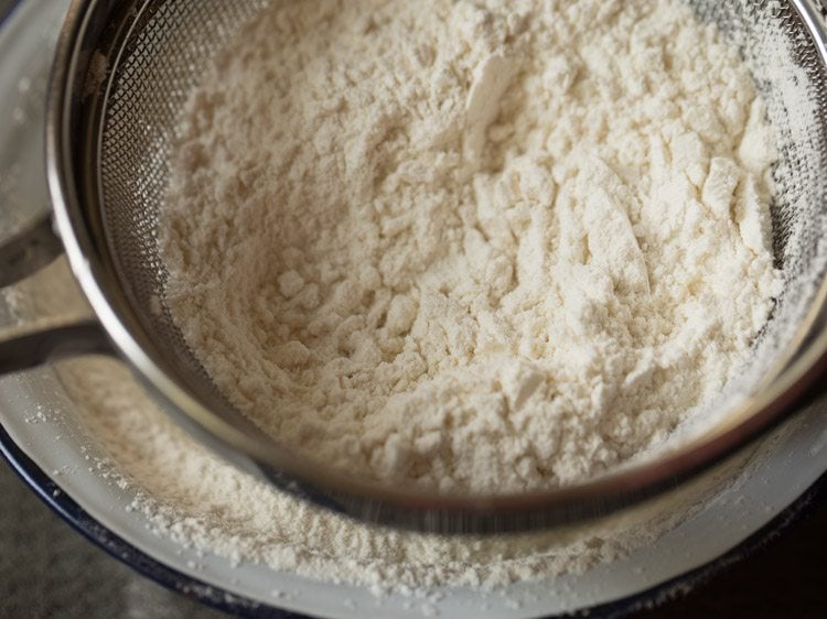 sifting dry ingredients.