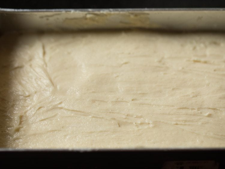 top layer of batter made even from top.