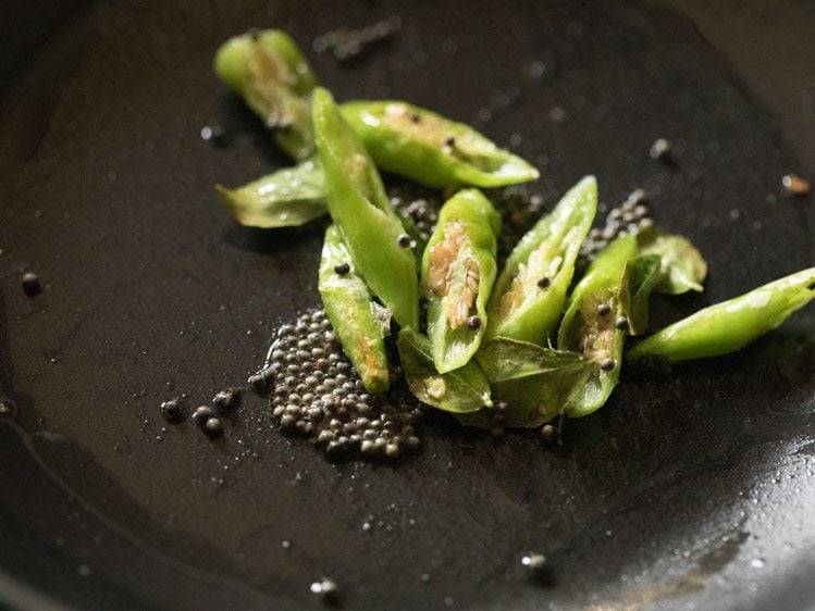 sautéing green chilies. 