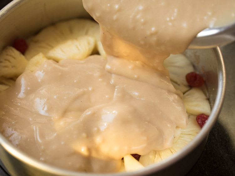 making eggless pineapple upside down cake recipe