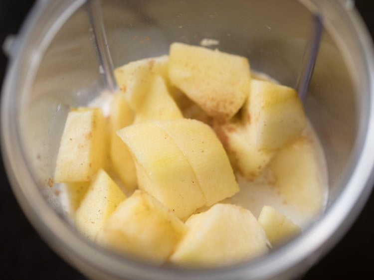 thin or medium consistency coconut milk added to the blender jar. 