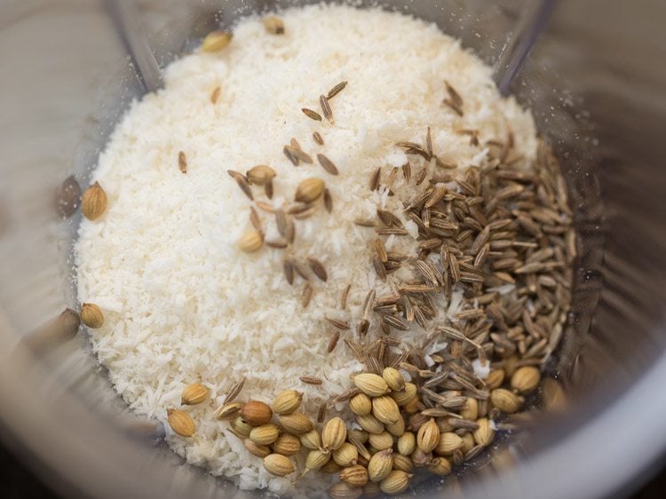 Coconut and seeds in jar.