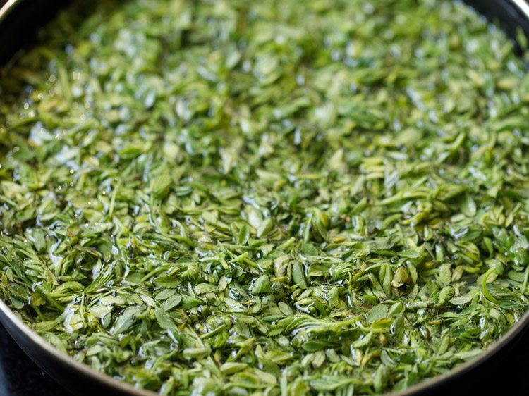 water added to chana saag. 