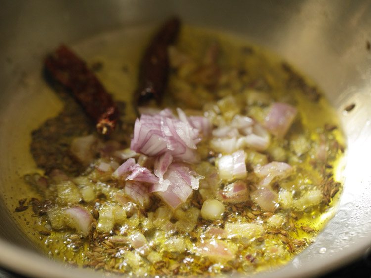 finely chopped onions added to pan. 