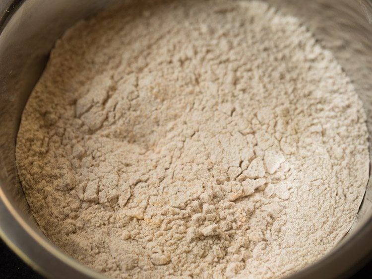 sifted dry ingredients in a bowl