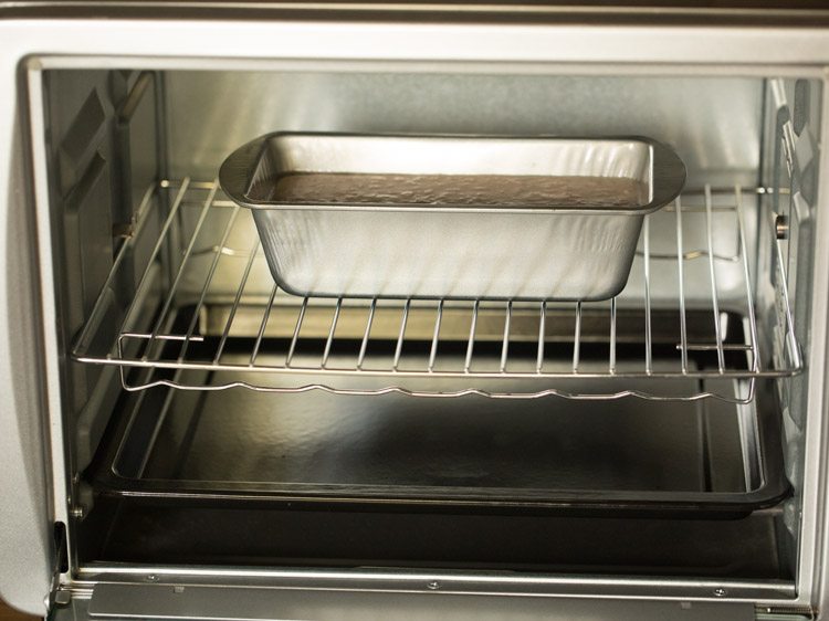 carrot cake batter being baked in oven