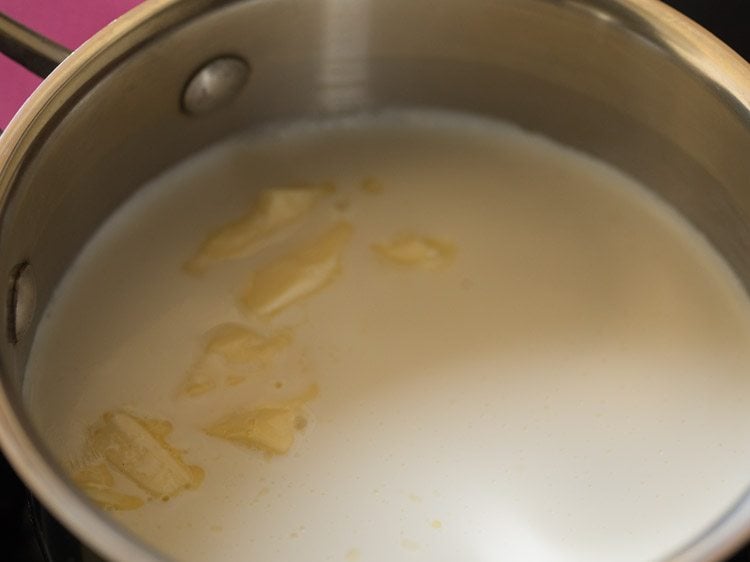 butter floating on milk.