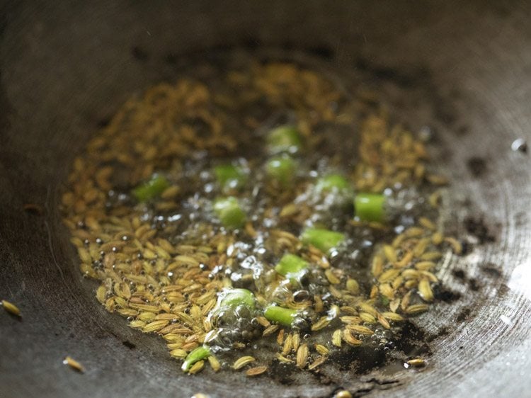 sautéing green chilies. 