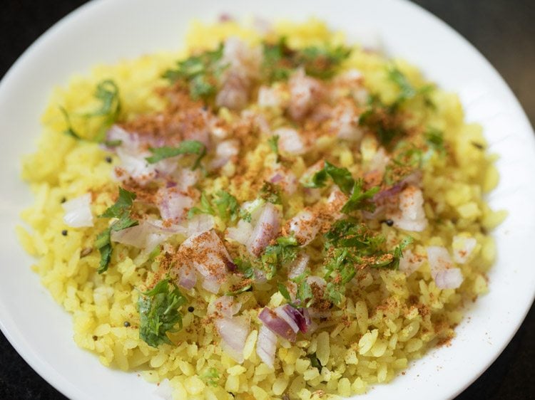 jeeravan masala sprinkled on poha. 