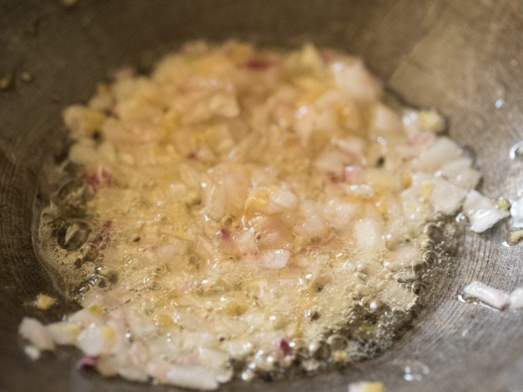 sautéing onions in oil. 