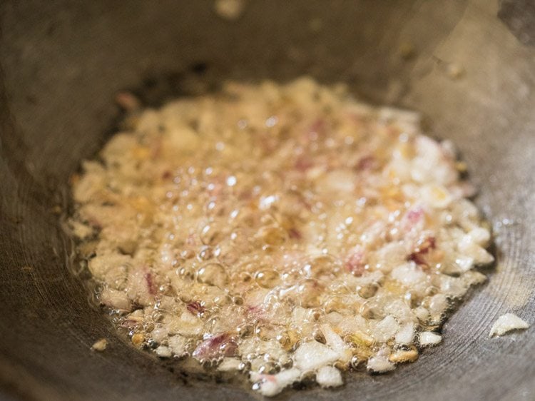 sautéing onions in oil. 