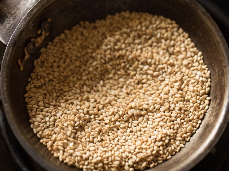 roasting sesame seeds.