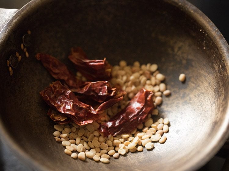 dried red chilies added to the urad dal.
