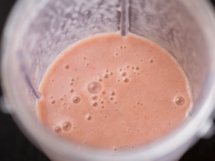 blended creamy strawberry smoothie