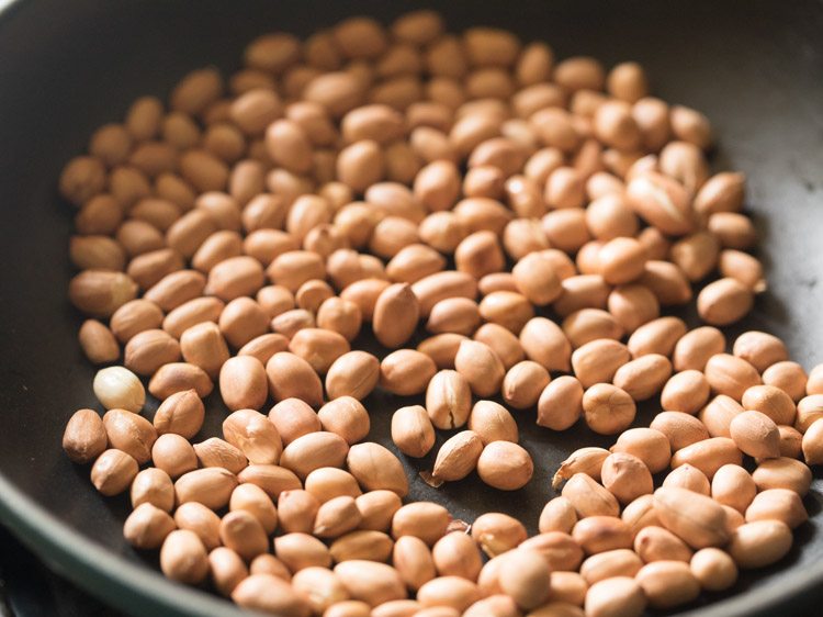 roasting peanuts in the pan. 