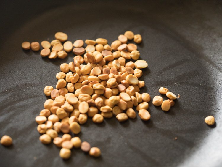 roasting chana dal till golden. 