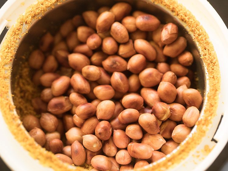 roasted peanuts added to the grinder jar. 