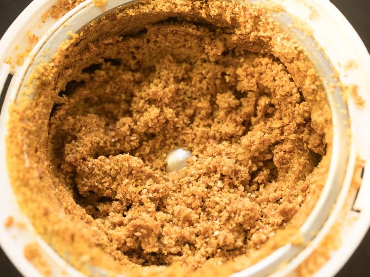 ingredients ground to a semi fine peanut powder. 