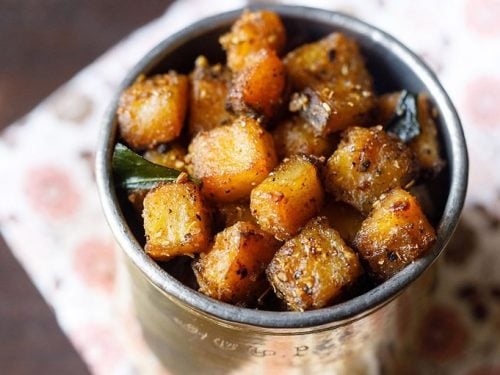 vazhakkai varuval recipe, vazhakkai roast recipe, banana roast recipe