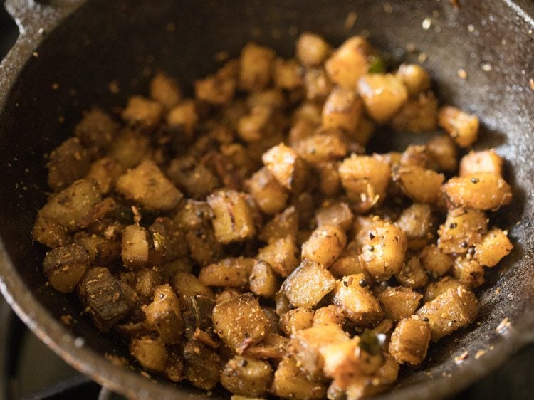 cooking vazhakkai fry. 