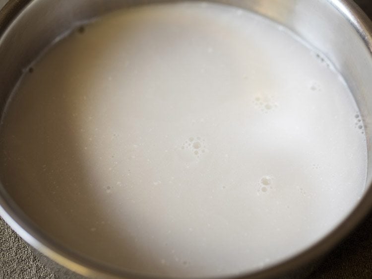 coconut milk added to sugar