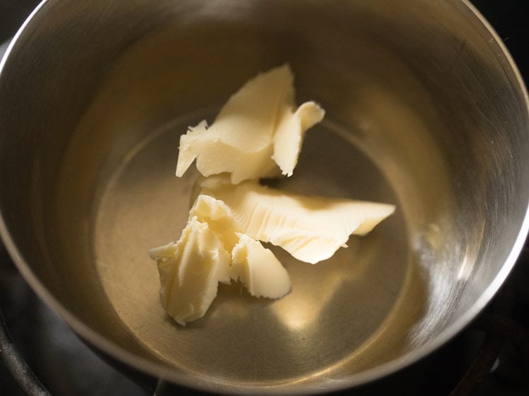 butter in a pan.