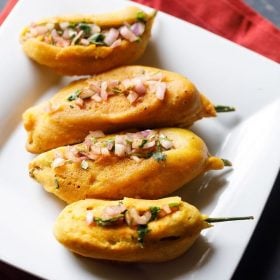 mirchi bajji recipe, mirapakaya bajji recipe, stuffed mirchi bhajiya recipe