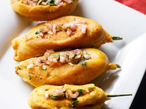 mirchi bajji recipe, mirapakaya bajji recipe, stuffed mirchi bhajiya recipe