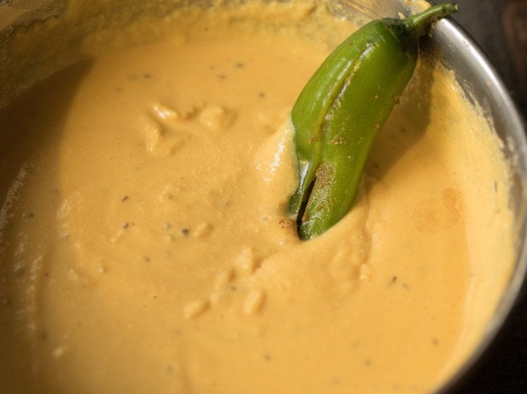 stuffed green chili dipped in the batter. 