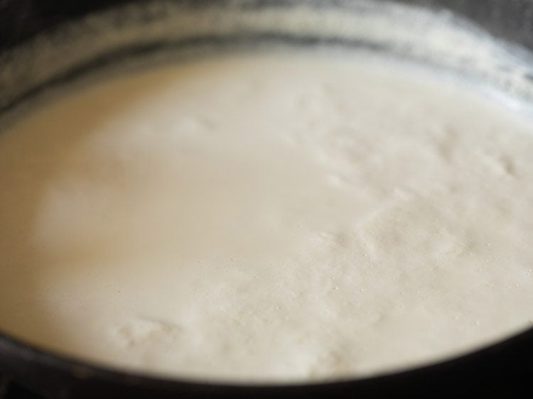 milk simmering and getting reduced. 