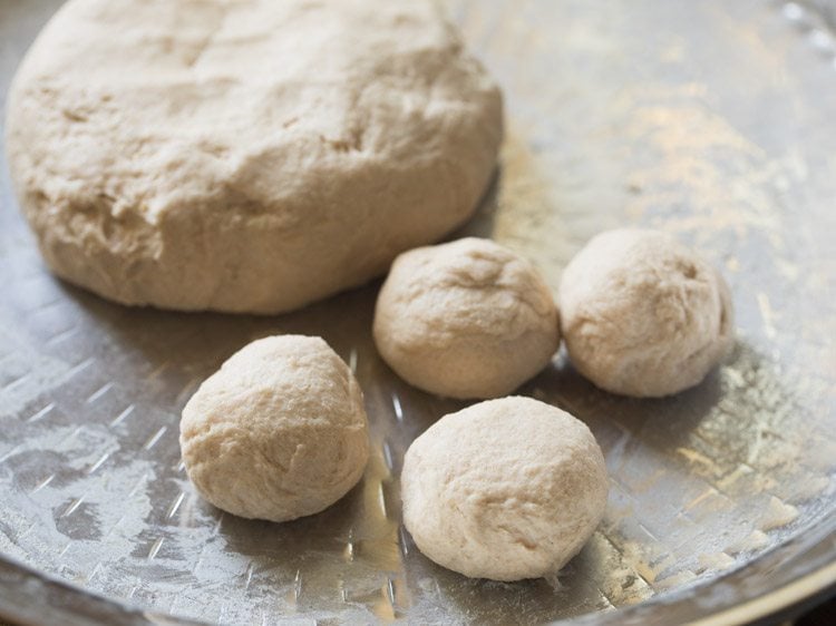 medium sized balls made from rumali roti dough. 