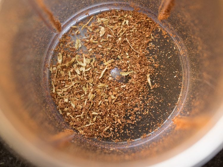 spices ground to a fine bengali garam masala powder. 