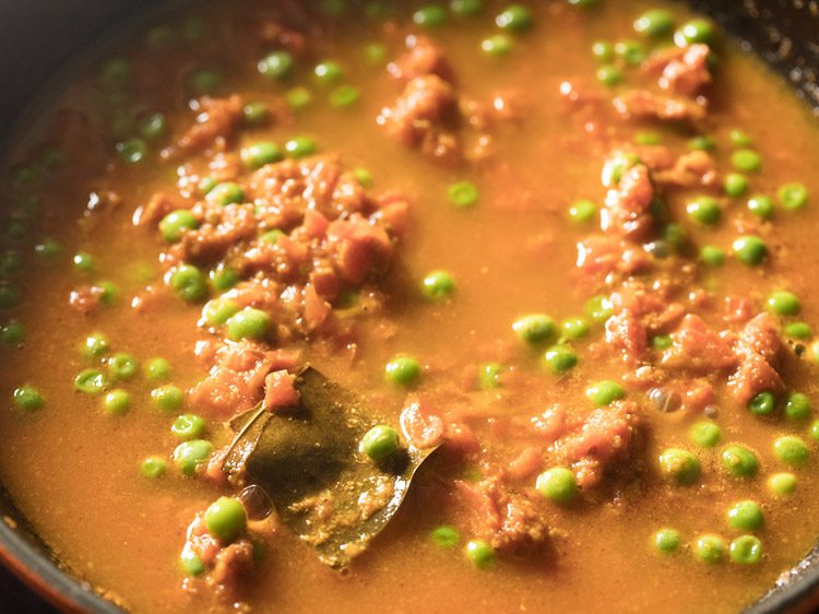 water added to the tomato mixture. 