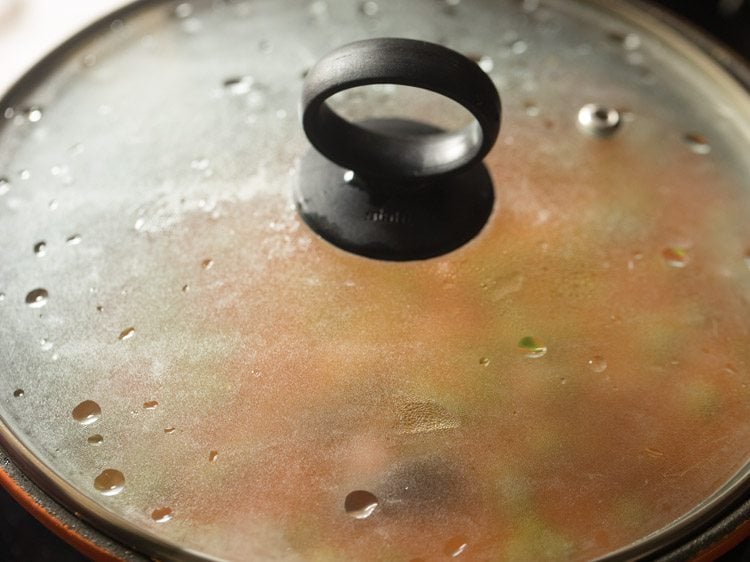 simmering curry in a covered pan. 