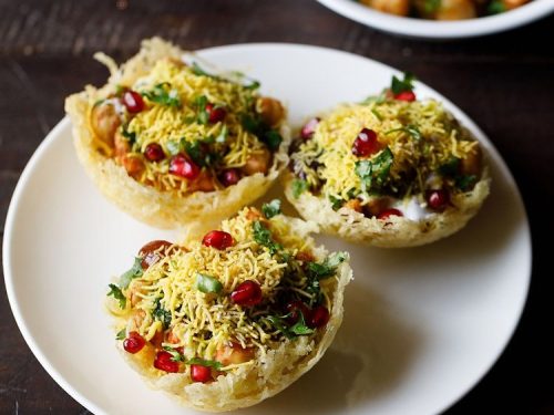 katori chaat recipe, aloo lachha tokri chaat recipe
