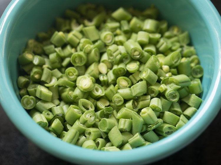 finely chopped french beans. 