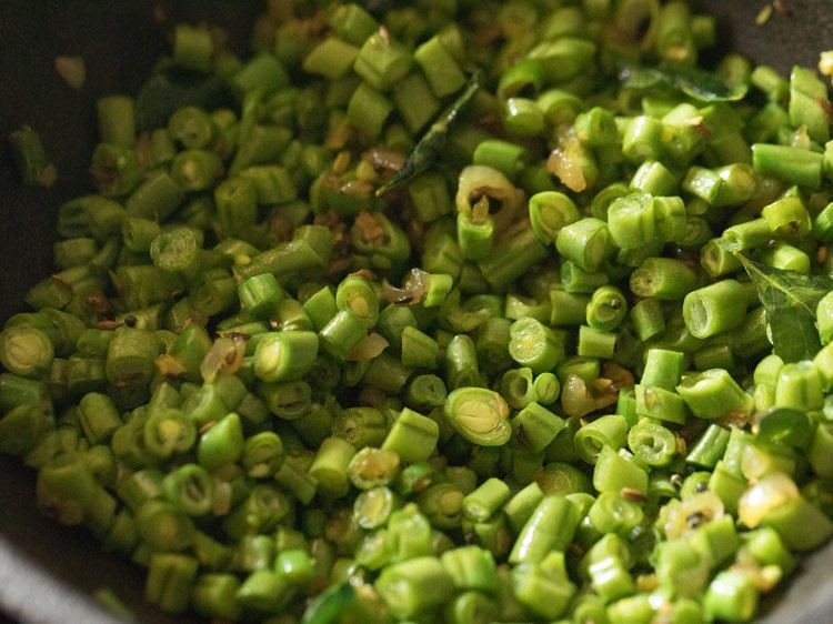 beans mixed well with the onion mixture. 