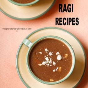 ragi malt served in a bowl with text layover.