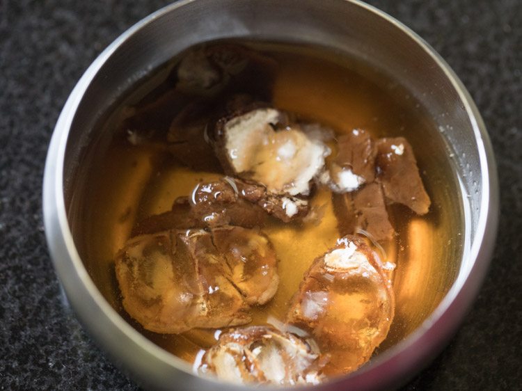 soaked tamarind in a bowl