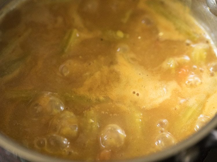 simmering sambar sauce