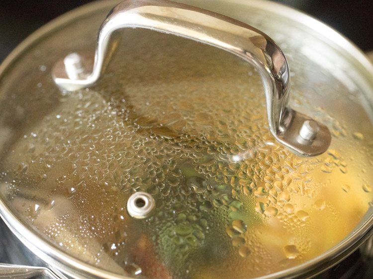 cooked sambar in a pot with closed lid