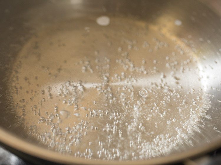 boiling water in pan. 