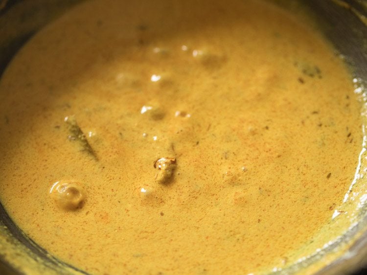 spice powders mixed well in the curd. 