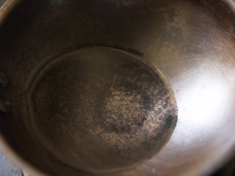 heating ghee in small pan. 
