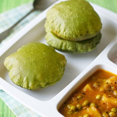 palak puri recipe, palak poori recipe