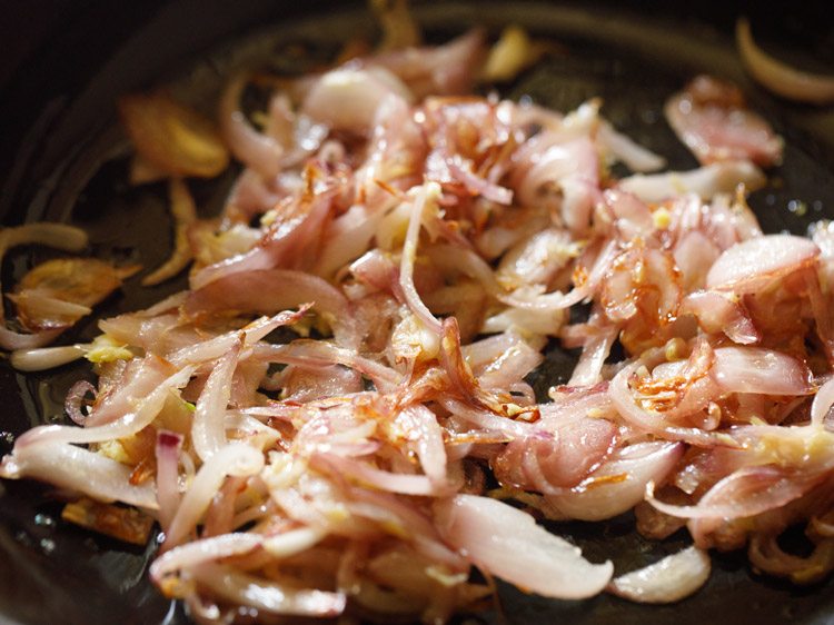 ginger-garlic paste mixed with the onions and sautéing. 