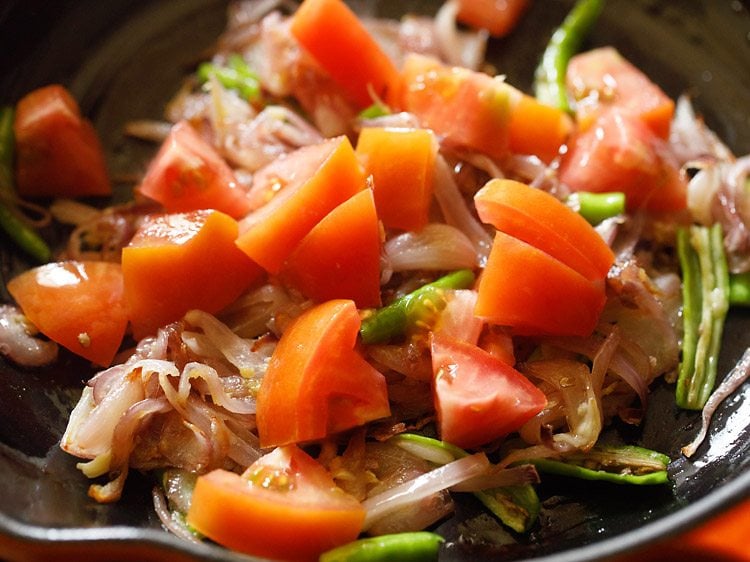 diced tomatoes added to the onion mixture. 