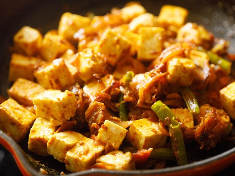 paneer cubes mixed well with the masala. 