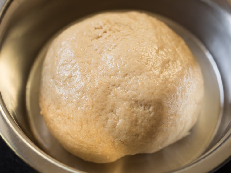 olive oil spread all over the kneaded dough. 