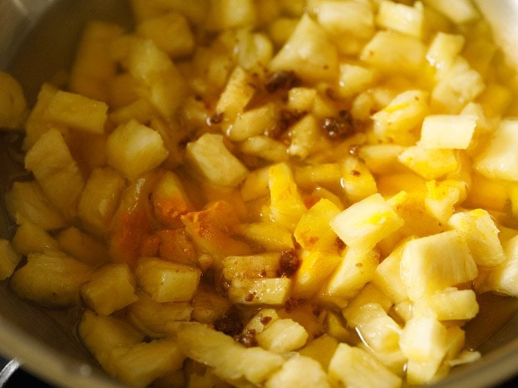 making pineapple pachadi recipe
